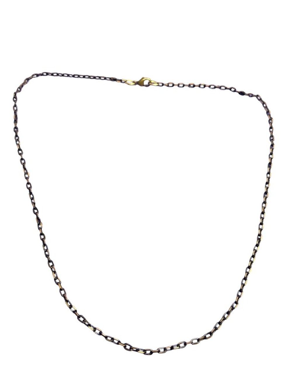 Retro Distressed Black Goldtone Chain Necklace Lobster Clasp Dainty Minimalist